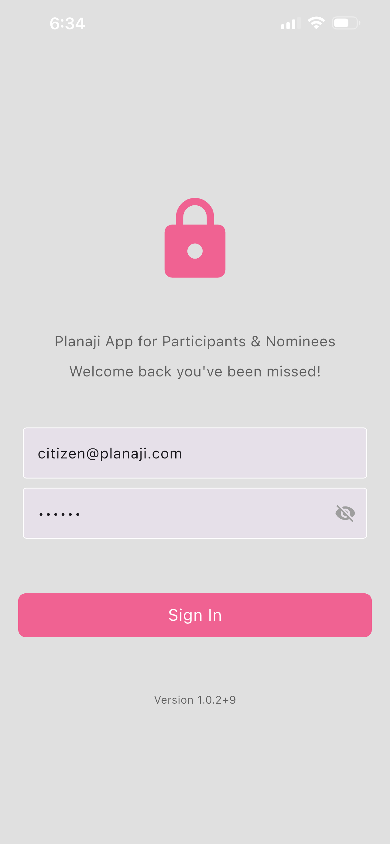 Planaji App - Secure Login